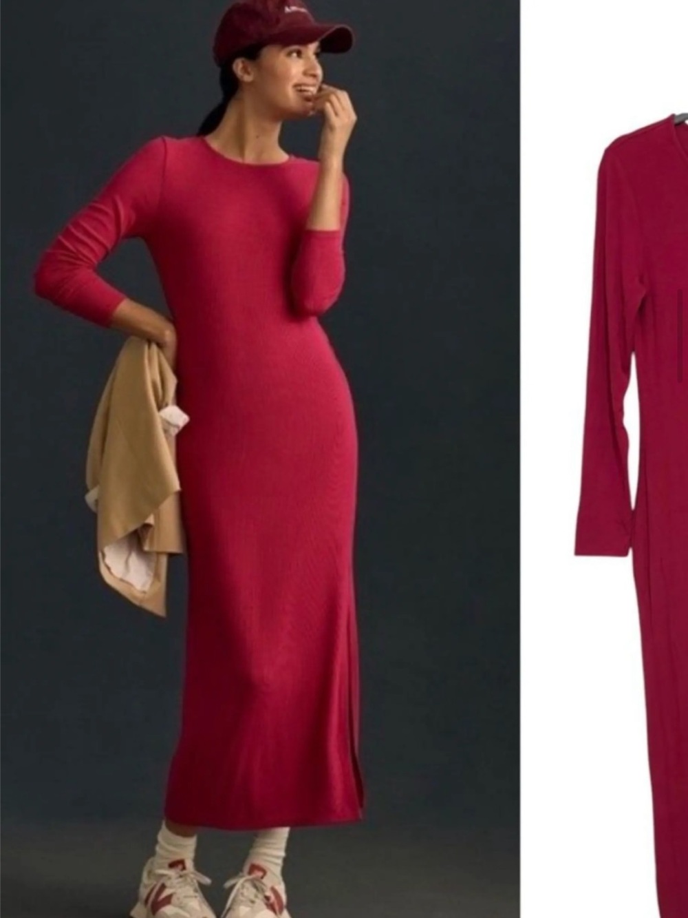 NWT Bordeaux for Anthropologie Pink Long Sleeve Maxi Dress size S